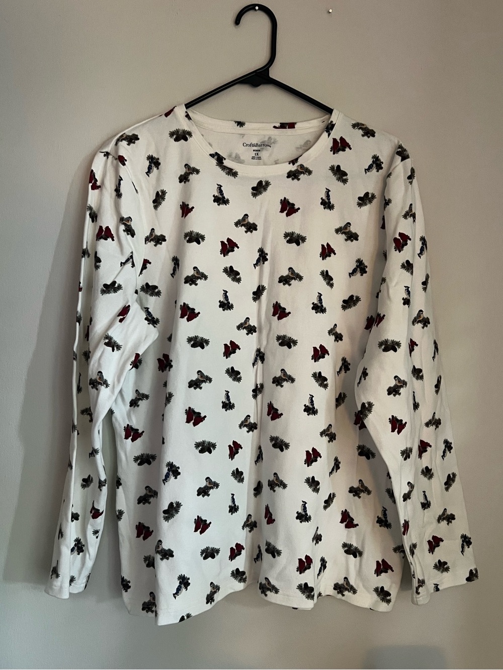 Croft & Barrow Birds Holiday Christmas Long Sleeve Shirt
